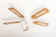 Ventilateur de plafond avec lampe Kisa Deluxe Blanc 105 cm pales chêne & noyer