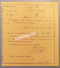 ● Chemin de fer Saint Victor à Thizy 1889 petite vitesse en provenance Tarare