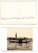 Venezia, gondoles Vintage albumen print CDV. Tirage albuminé 