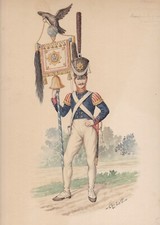 ✒ 1900 Ch LE TOURNEUR aquarelle originale Armée Allemagne Prusse garde royale