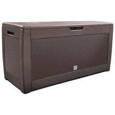 VOUNOT Coffre de Rangement Exterieur 310L en PP 119x48x60CM Polyrotin Marron