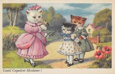 CPA FANTAISIE REPRESENTANT 3 CHATS HUMANISES / CAT / ILLUSTRATEUR / GENTIL COQUE
