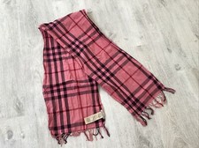 Foulard chèche étole BURBERRY tartan rose très bon état 