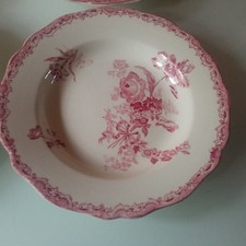 UC   Sarreguemines   FONTANGE    4  assiettes  creuses   Fleurs  Roses  WINTAGE