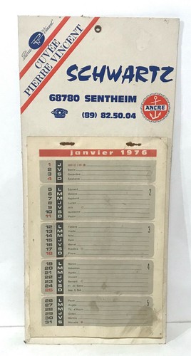 Ancien calendrier carton