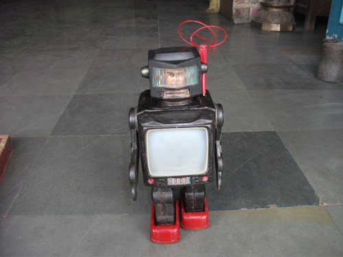 Jouet robot vintage noir - robot,