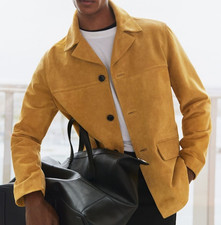 Veste camionneur en cuir jaune