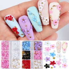 6 Grilles Nail Art 3D Rose Fleur Strass Bijoux Gemme Mélange Nail Art Décor /