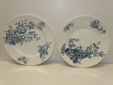 -2 ASSIETTES CERAMIQUE SAINT AMAND décor OISEAUX BLEUX & VOLUTES COLLECTION déco