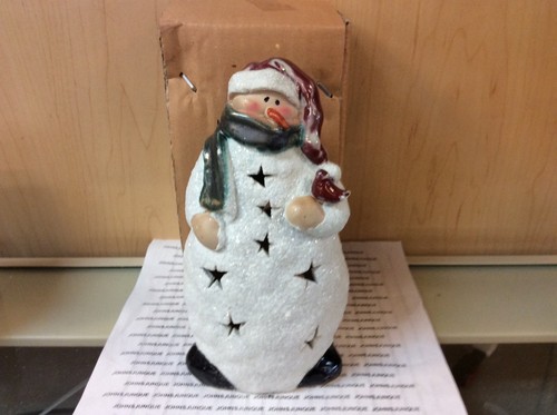 White snowman candle holder - candle,