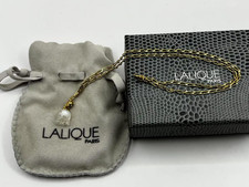 Collier Pendentif Fleur Cristal Lalique Paris Muguet 18k Chaîne Vermeil en Boîte