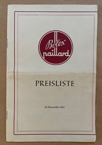 Paillard bolex preisliste - paillard,