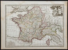 1812 - Les Gaules - France - Carte géographique ancienne - Lapie - Malte-Brun
