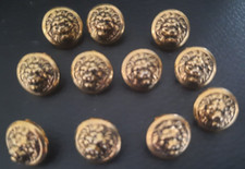 LOT 11 PETITS BOUTONS TETE DE LION EN METAL DORE  D : 14mm