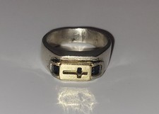 Bijoux Religieux Bague en argent 925 et or avec croix - T63 #GT# D2