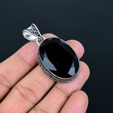 Pendentif ancien en argent sterling 925 pierre précieuse ovale améthyste afri...