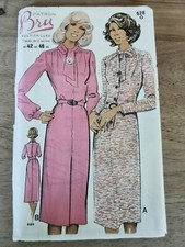 626 PATRON MULTITAILLES BRU VINTAGE FRENCH PATTERN 60/70 ROBE D'AUTOMNE 40 A 48