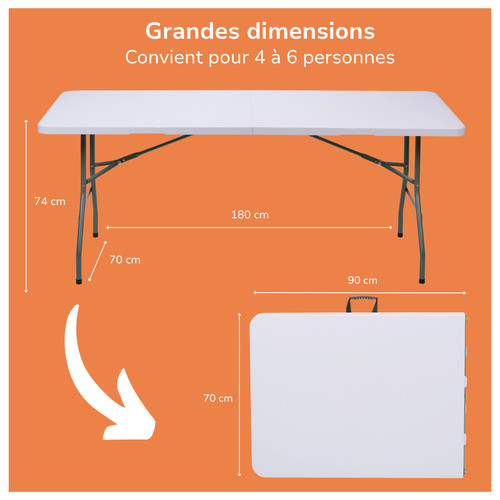 Table pliante 180x70x74 - cm,