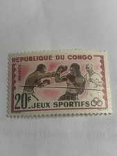 Timbre République du Congo jeux sportifs boxe