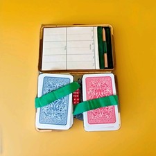 double jeux de carte et dés dans leur étui vintage