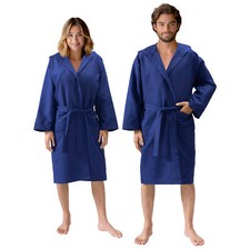 Peignoir de bain homme - Robe sortie de bain en microfibre avec capuche ceinture