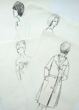 4 dessins de mode vers 1960