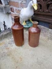 2 Anciennes Bouteilles En Grès Terre Cuite Vintage art populaire