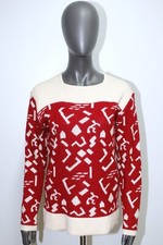 VTG 80s Red Wool Blend Boat-Neck Sweater COURREGES Paris Size M Made in Italy