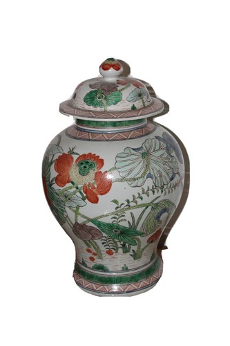 Vase couvercle chinois ancien - vase,