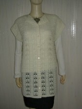 Gilet tricot maille ajourée écru Femme L/XL VFP035