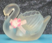 ANCIEN PHOTOPHORE CYGNE EN CRISTAL BOUGEOIRS PORTE BOUGIE BRULE PARFUM 