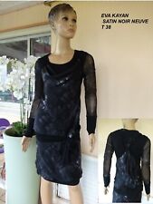 ROBE COUTURE EVA KAYAN HABILLE 100 % SOIE SATIN NOIR  T38/40  CEREMONIE/ SOIREE