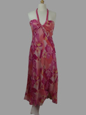 Robe bain de soleil mi-longue, dos nu en mousseline à grandes fleurs (années 70)