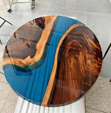 Table D'Appoint Ronde En Résine Époxy De 18" Décor Intérieur Moderne