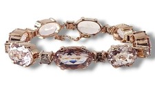 Vintage 14K Rose Gold Bracelet with Morganites & Diamonds