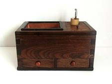 Ancien coffre de brasero en cuivre en bois keyaki HIBACHI d'époque SHOWA 1930...