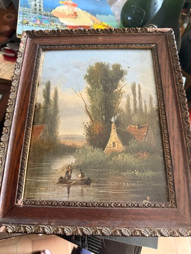 Paysage animé tableau huile - paysage, animé: