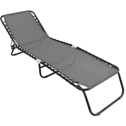 Chaise longue pliante gris - longue,