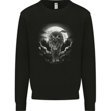Loup Solitaire Dans La Lumière De La Lune Sweat À Capuche Pour Hommes