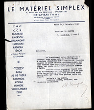 PARIS (II°) MATERIEL RADIO T.S.F. & PHOTO Simplex "OTTAVIANI" Lettre en 1940