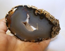 Agate Bleu et Noir Naturelle Sciée Polie 13.5cm minéraux pierre lithothérapie