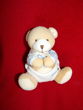 Doudou Peluche Grelot Kaloo Ours Beige Couche Culotte Blanche 15 cm