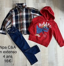 Npa C&A In Extenso 4 Ans GARÇON  Ensemble Chemise Jean Et Sweat Dinosaure