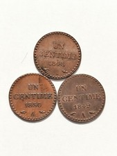 LOT 3 PIECES 1 CENTIME 1848
