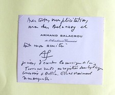 Autographe Armand SALACROU (1899-1989) Auteur dramatique - Académie Goncourt