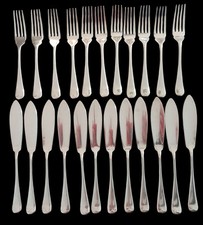 Anciens Couverts À Poisson Ménagère Métal Argenté Sheffield England 22 Pièces 