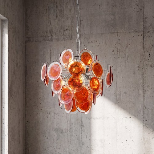 Lustre verre soufflé rouge - lustre,