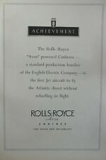 3/1951 PUB ROLLS-ROYCE AVON TURBO-JET ENGINE CANBERRA BOMBER RECORD FLIGHT AD