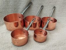 Lot de 5 mini casseroles en cuivre vintage dinette Poupée Villedieu Cuisine 