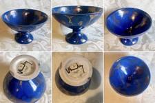 Coupe Grès Flammé Bleu Et Or